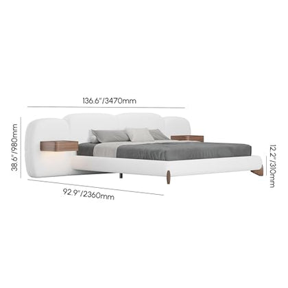 Bouclé Platform Bed Set with Smart Nightstands