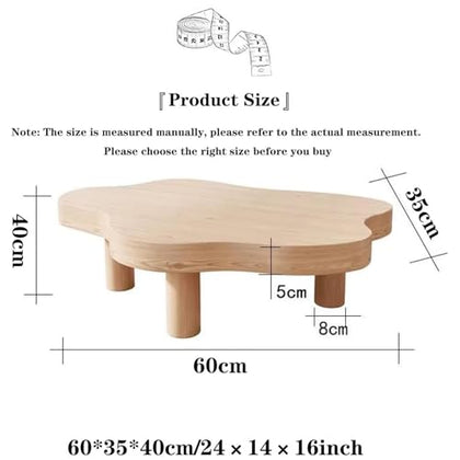 Irregular Solid Wood Coffee Table with 3 Legs
