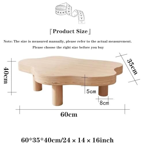 Irregular Solid Wood Coffee Table with 3 Legs