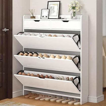 Farmhouse Shoe Storage Cabinet with Drawer