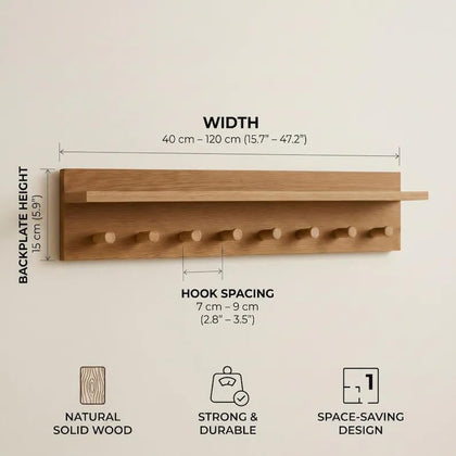 Rustic Wall-Mounted Coat Rack with Shelf & Hooks