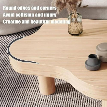 Irregular Solid Wood Coffee Table with 3 Legs