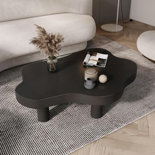 Irregular Solid Wood Coffee Table with 3 Legs