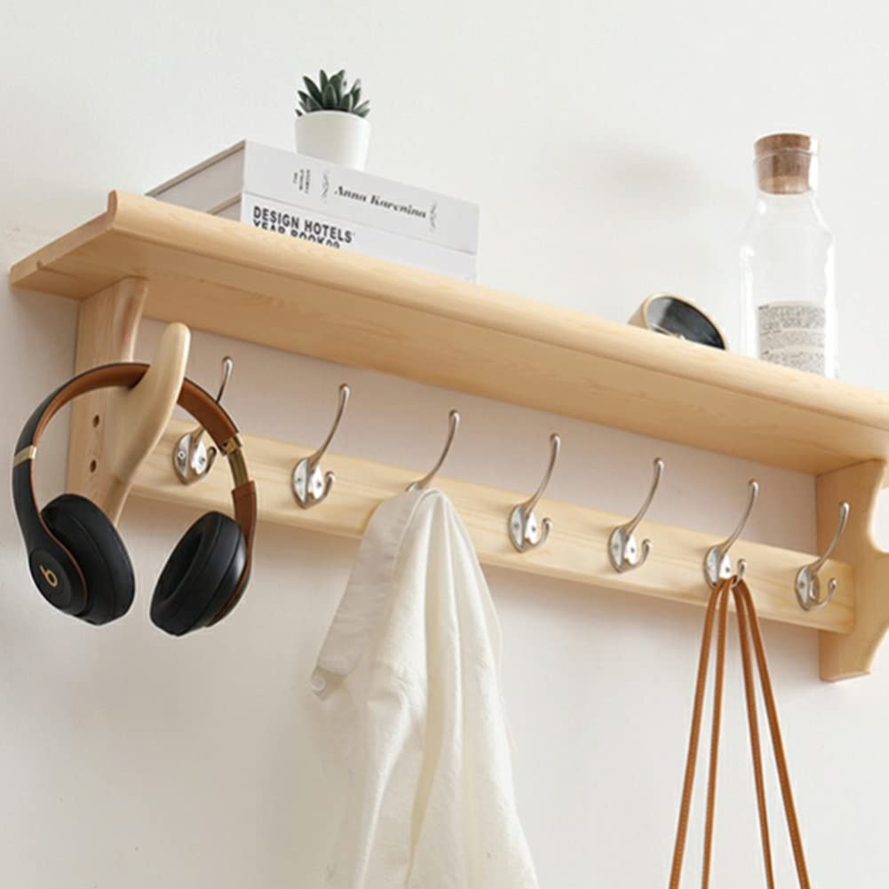 Rustic Wall Shelf with Hooks