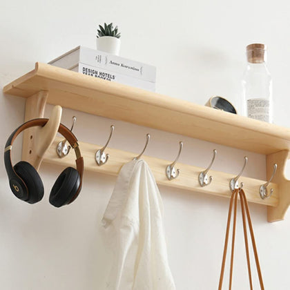 Rustic Wall Shelf with Hooks