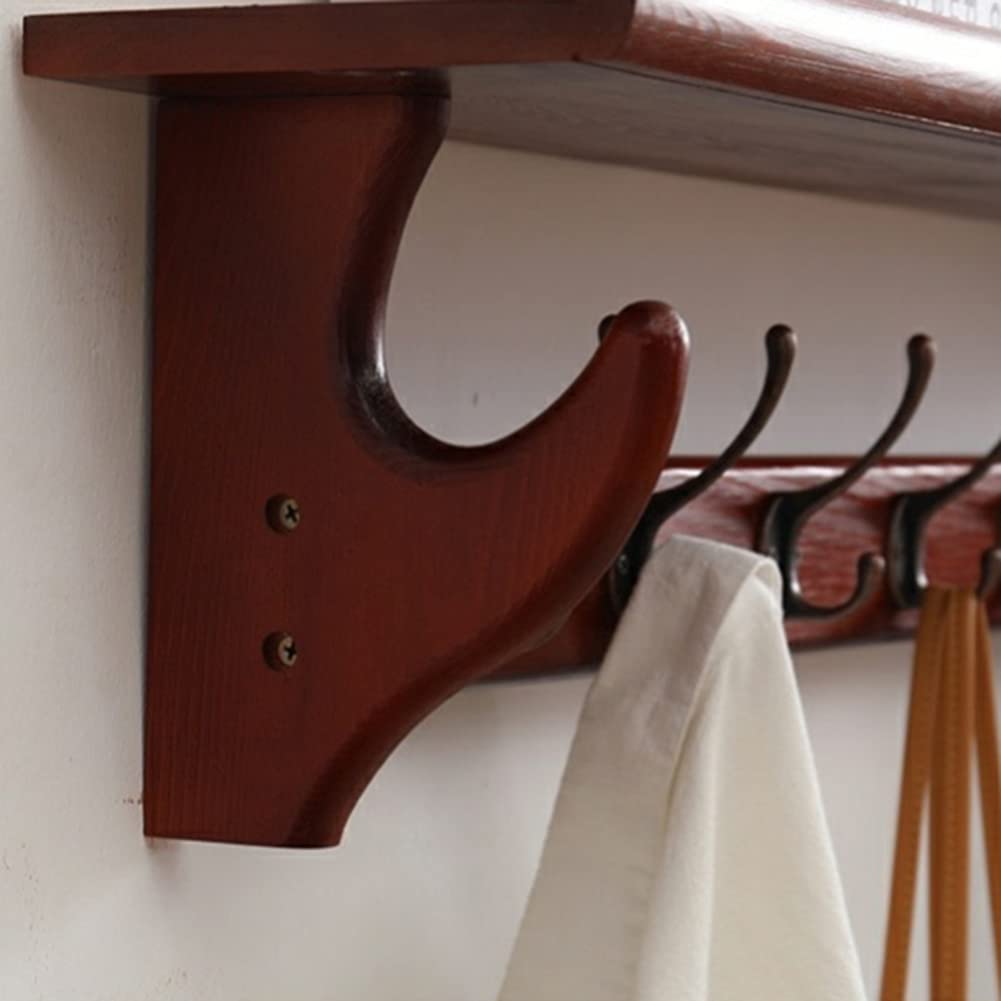 Rustic Wall Shelf with Hooks