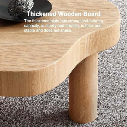 Irregular Solid Wood Coffee Table with 3 Legs
