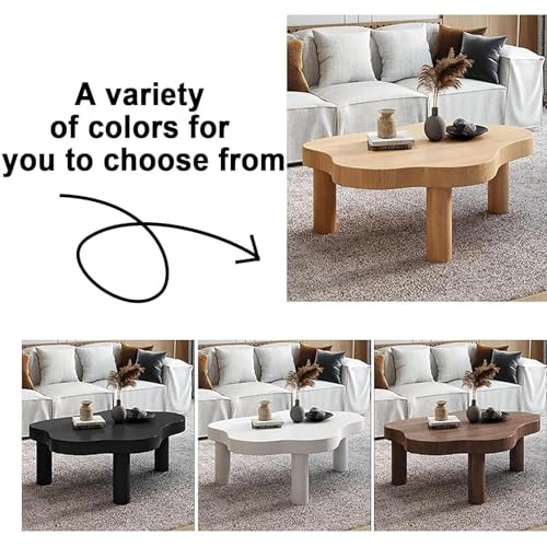 Irregular Solid Wood Coffee Table with 3 Legs