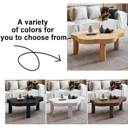 Irregular Solid Wood Coffee Table with 3 Legs