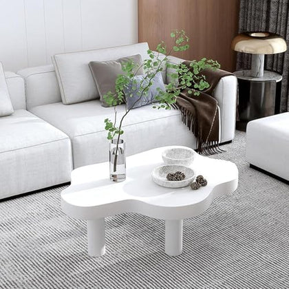 Irregular Solid Wood Coffee Table with 3 Legs