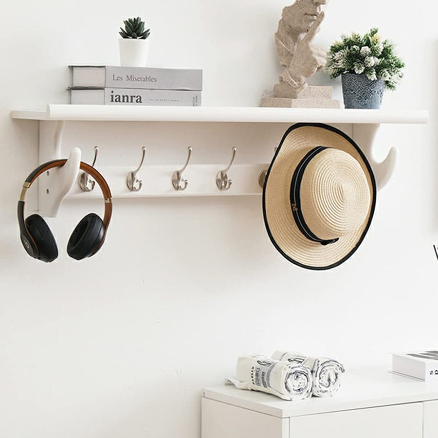 Rustic Wall Shelf with Hooks