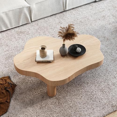 Irregular Solid Wood Coffee Table with 3 Legs