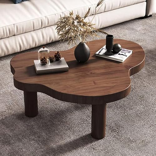 Irregular Solid Wood Coffee Table with 3 Legs