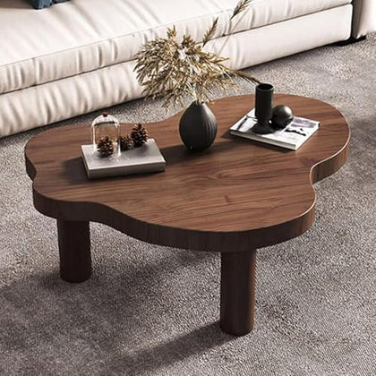 Irregular Solid Wood Coffee Table with 3 Legs