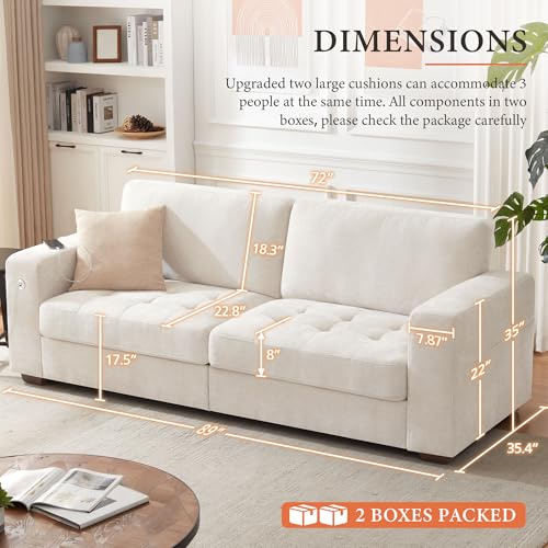 Ihanherry Modern Sofa Chenille Couch 2/3 Seats Loveseat