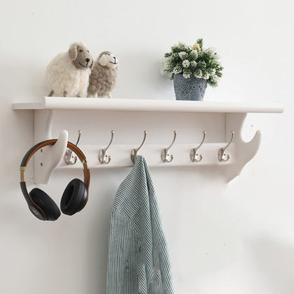 Rustic Wall Shelf with Hooks