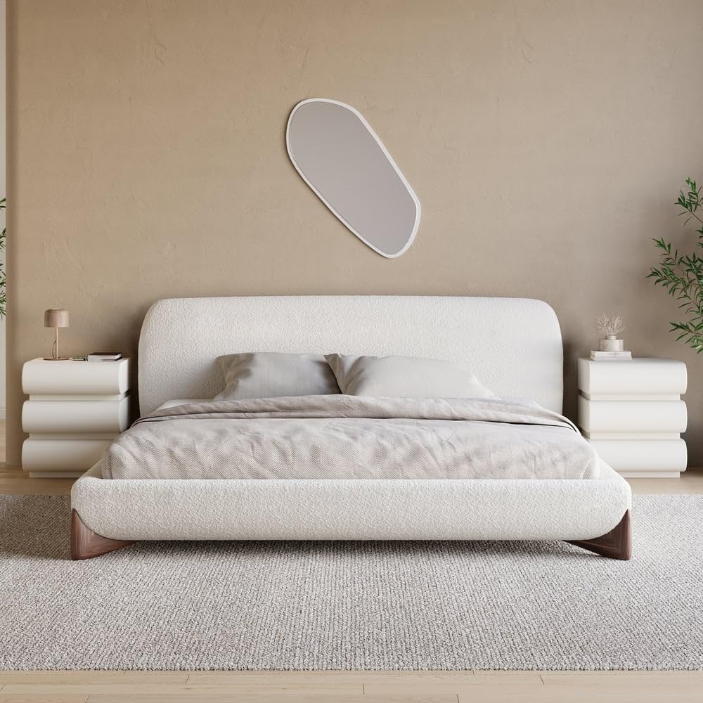 homary Upholstered Bed with 2 Nightstands
