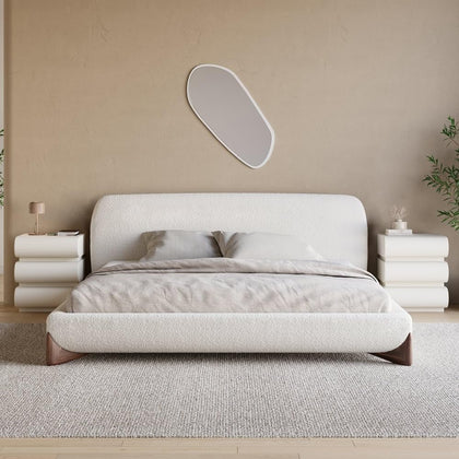 homary Upholstered Bed with 2 Nightstands