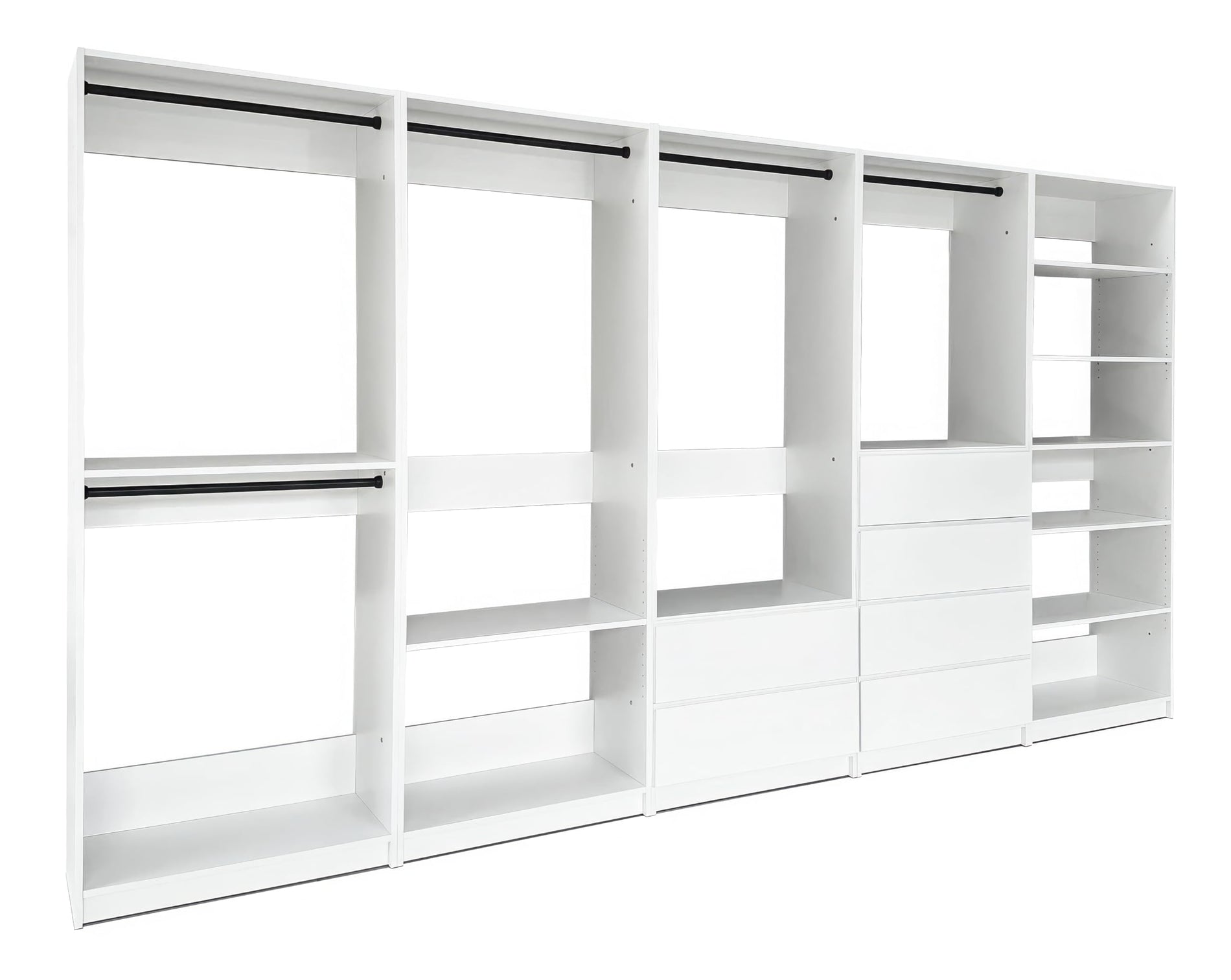 Freestanding Closet System with Shelves & Hanging Rods