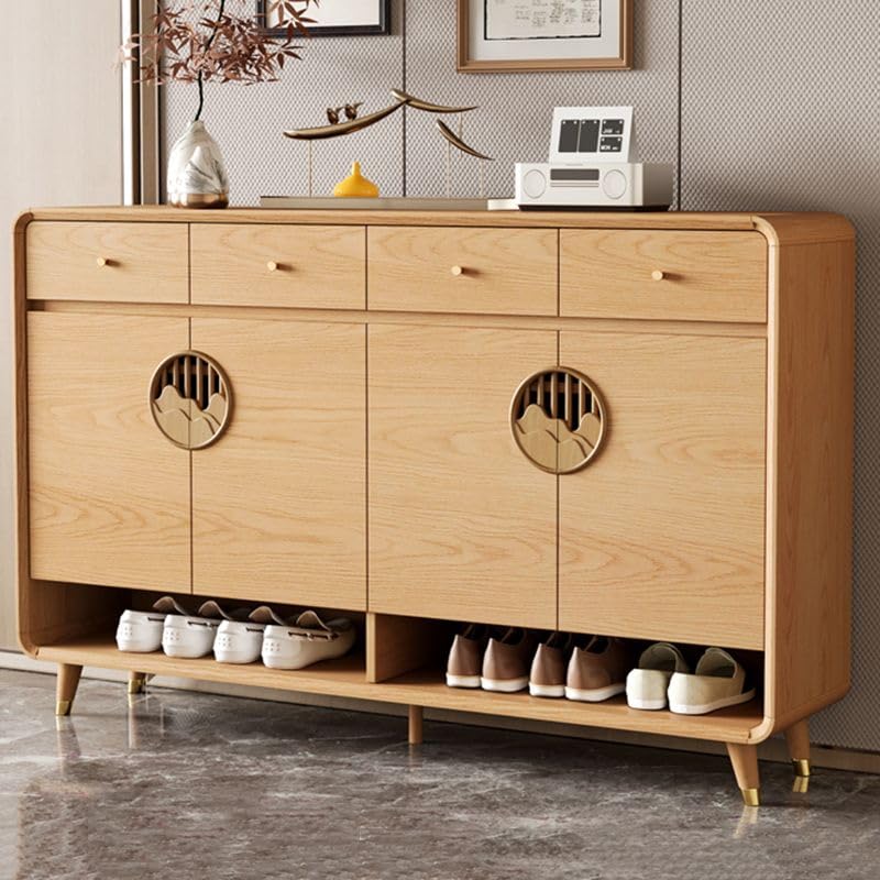 Shoe Storage Cabinet with Adjustable Shelves & Drawer