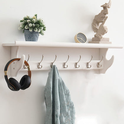 Rustic Wall Shelf with Hooks