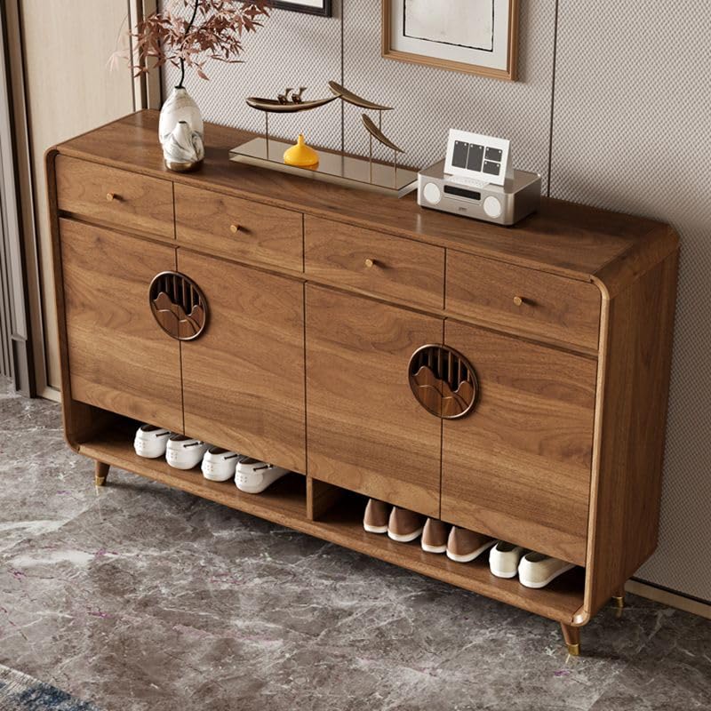 Shoe Storage Cabinet with Adjustable Shelves & Drawer