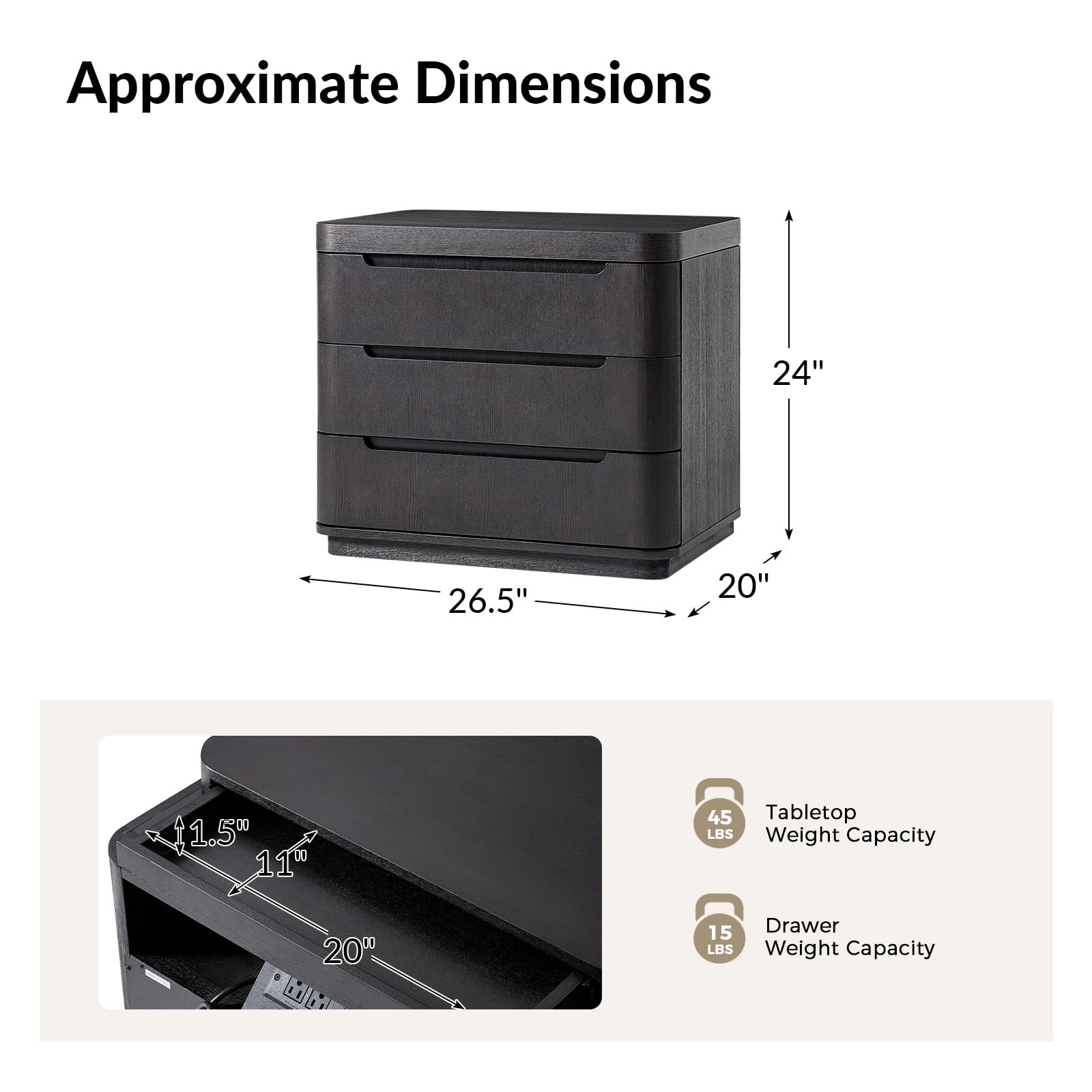 Nightstand with Charging Station & Hidden Compartment