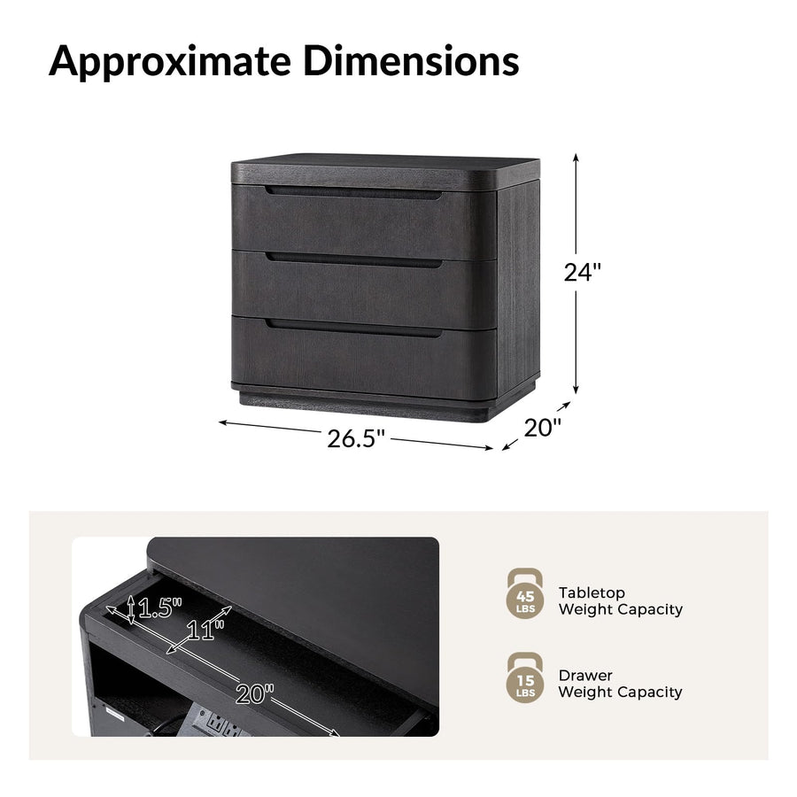 Nightstand with Charging Station & Hidden Compartment