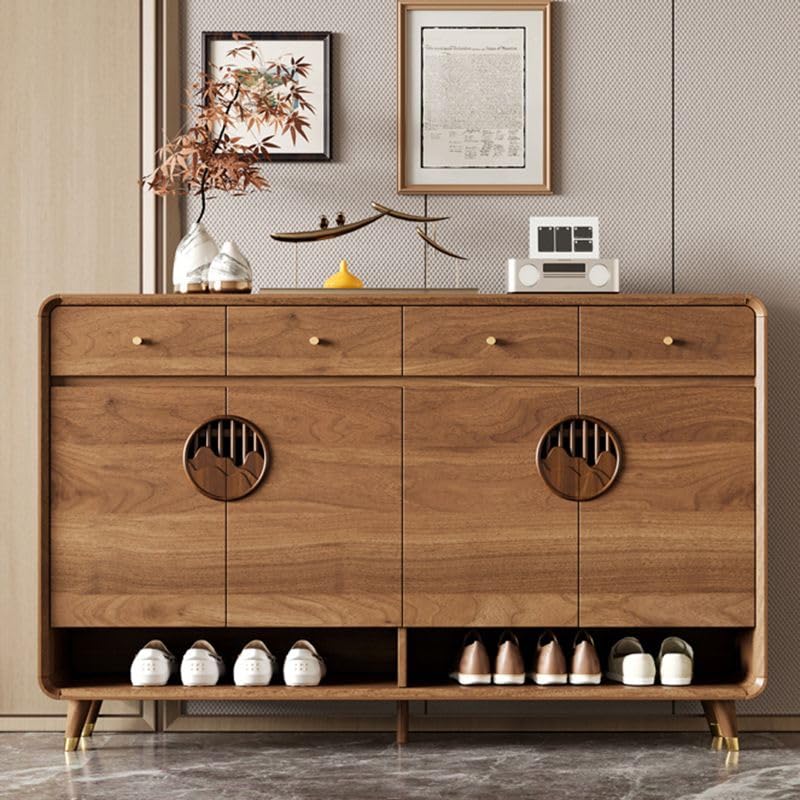 Shoe Storage Cabinet with Adjustable Shelves & Drawer