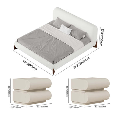 homary Upholstered Bed with 2 Nightstands