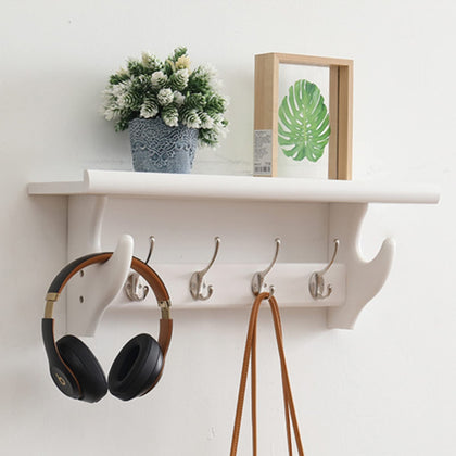 Rustic Wall Shelf with Hooks