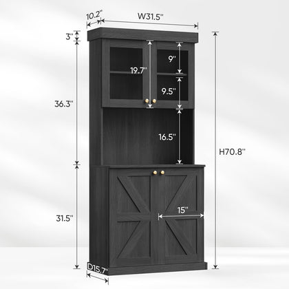 Farmhouse Pantry Cabinet with Glass Doors