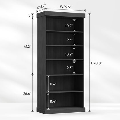 Vyre 70.8" Tall Farmhouse Bookshelf with Glass Doors-260513