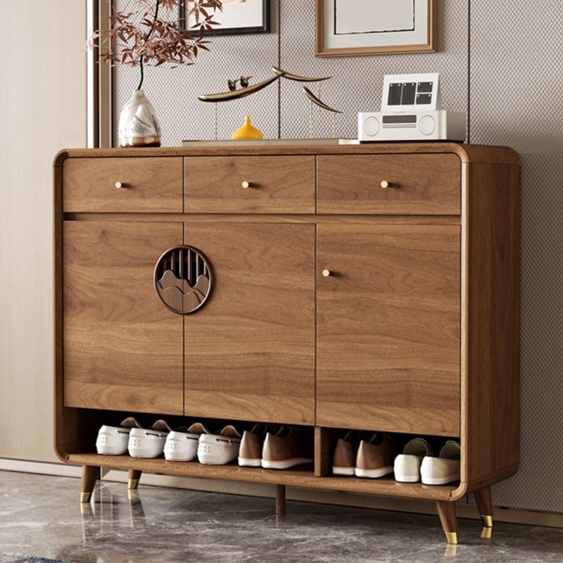 Shoe Storage Cabinet with Adjustable Shelves & Drawer