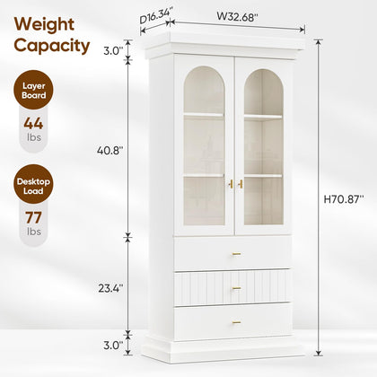 Lynsunix 71" Modern Tall Bookcase, Display and Storage Cabinet-PO(260409)