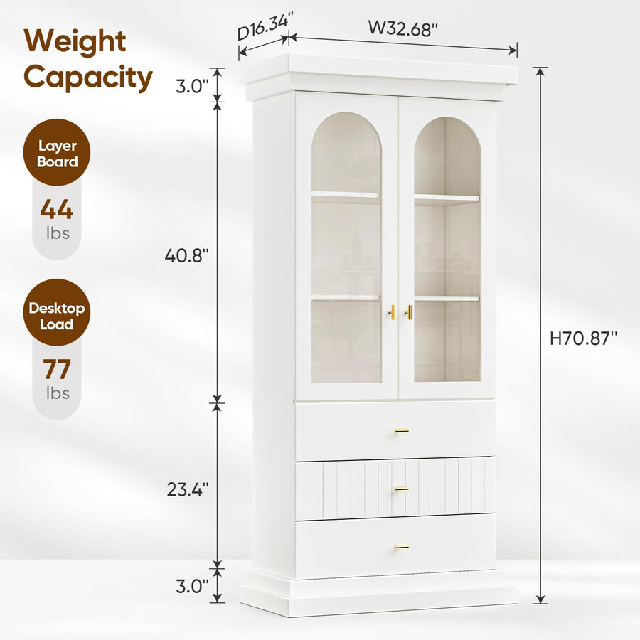 Lynsunix 71" Modern Tall Bookcase, Display and Storage Cabinet-PO(260409)