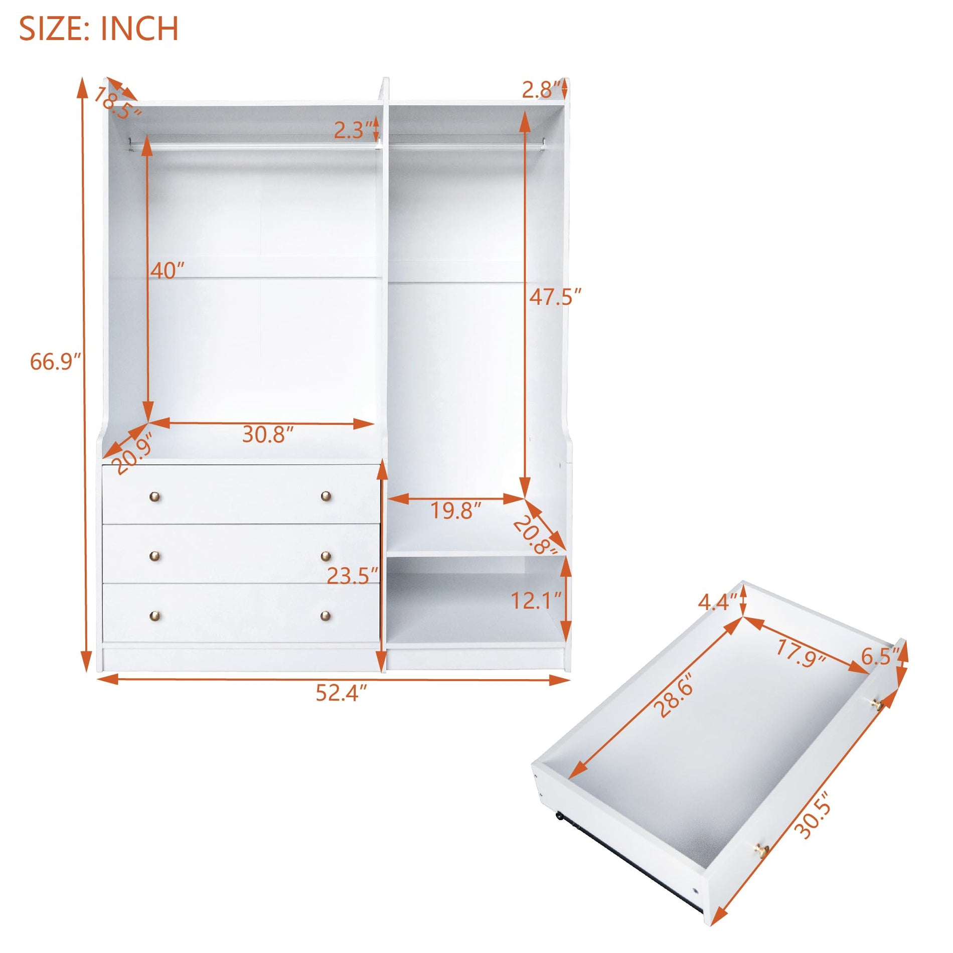 Open Wooden Wardrobe Storage for Bedroom, White