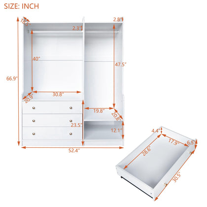 Open Wooden Wardrobe Storage for Bedroom, White