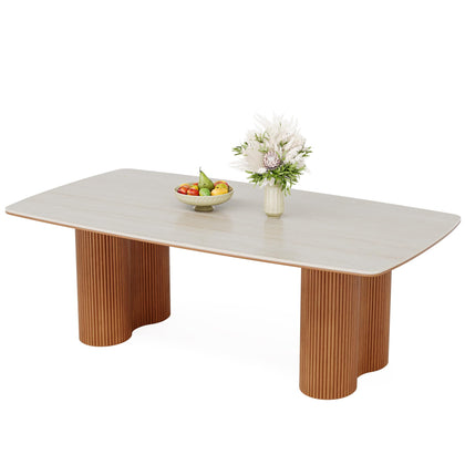 Sintered Stone Dining Table with Solid Wood Legs