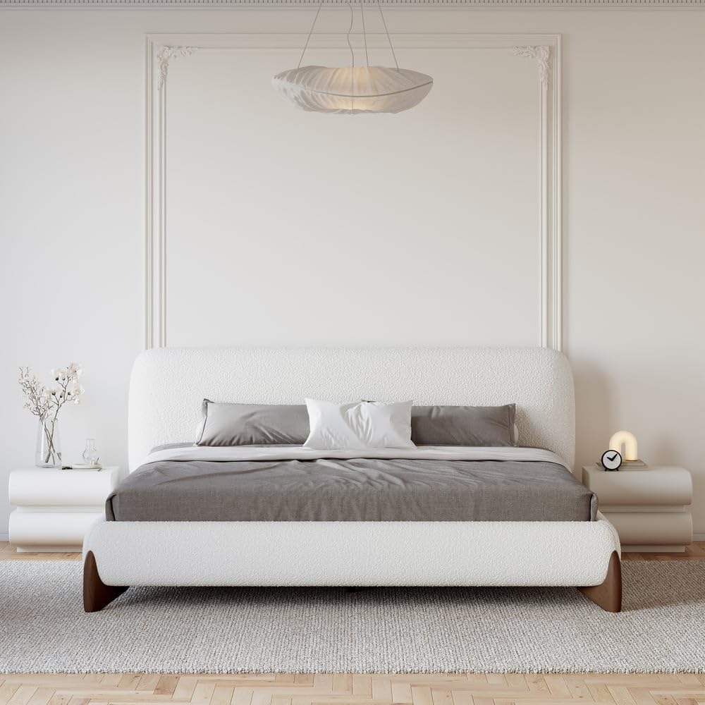 homary Upholstered Bed with 2 Nightstands
