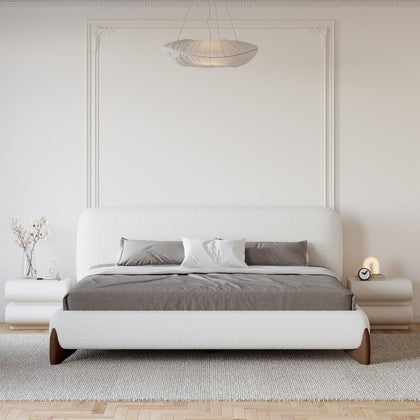 homary Upholstered Bed with 2 Nightstands