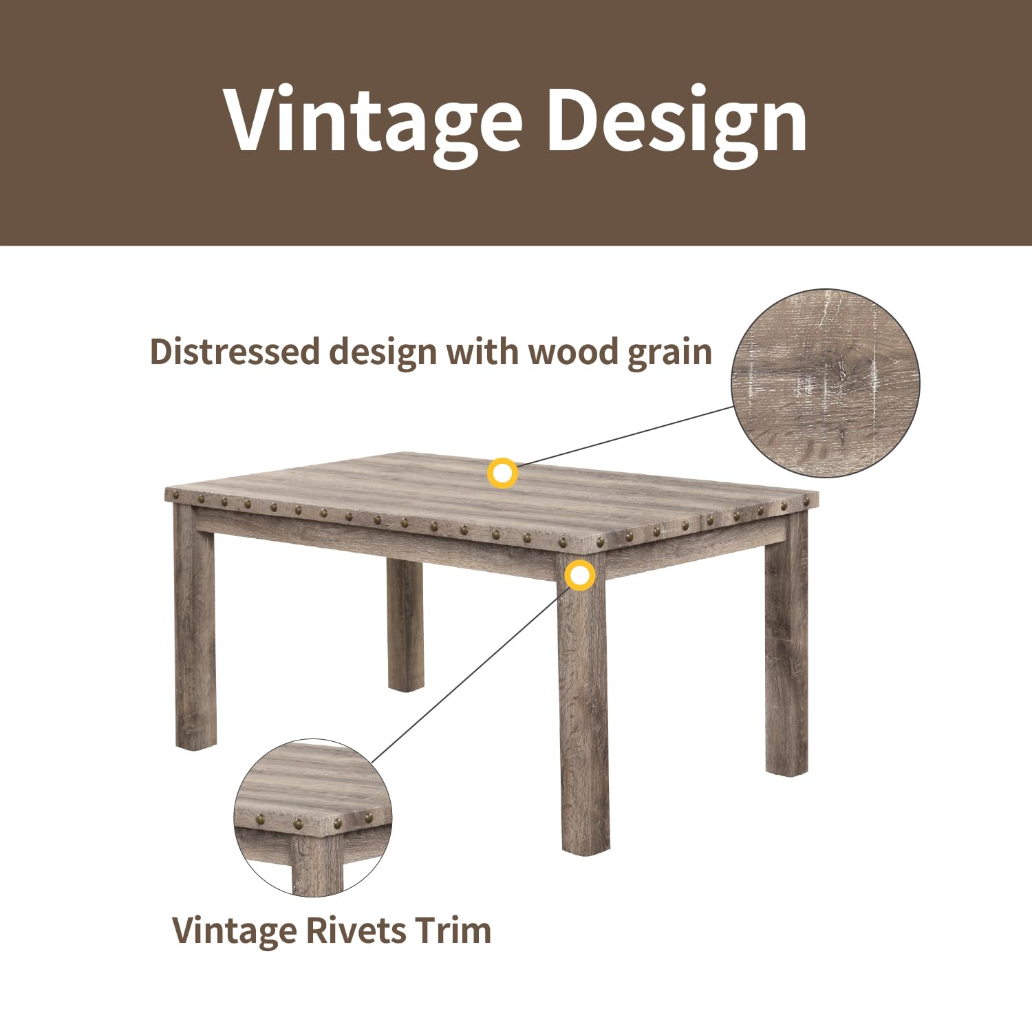 Farmhouse Dining Table Set with 4 Chairs & Bench