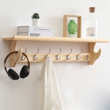 Rustic Wall Shelf with Hooks
