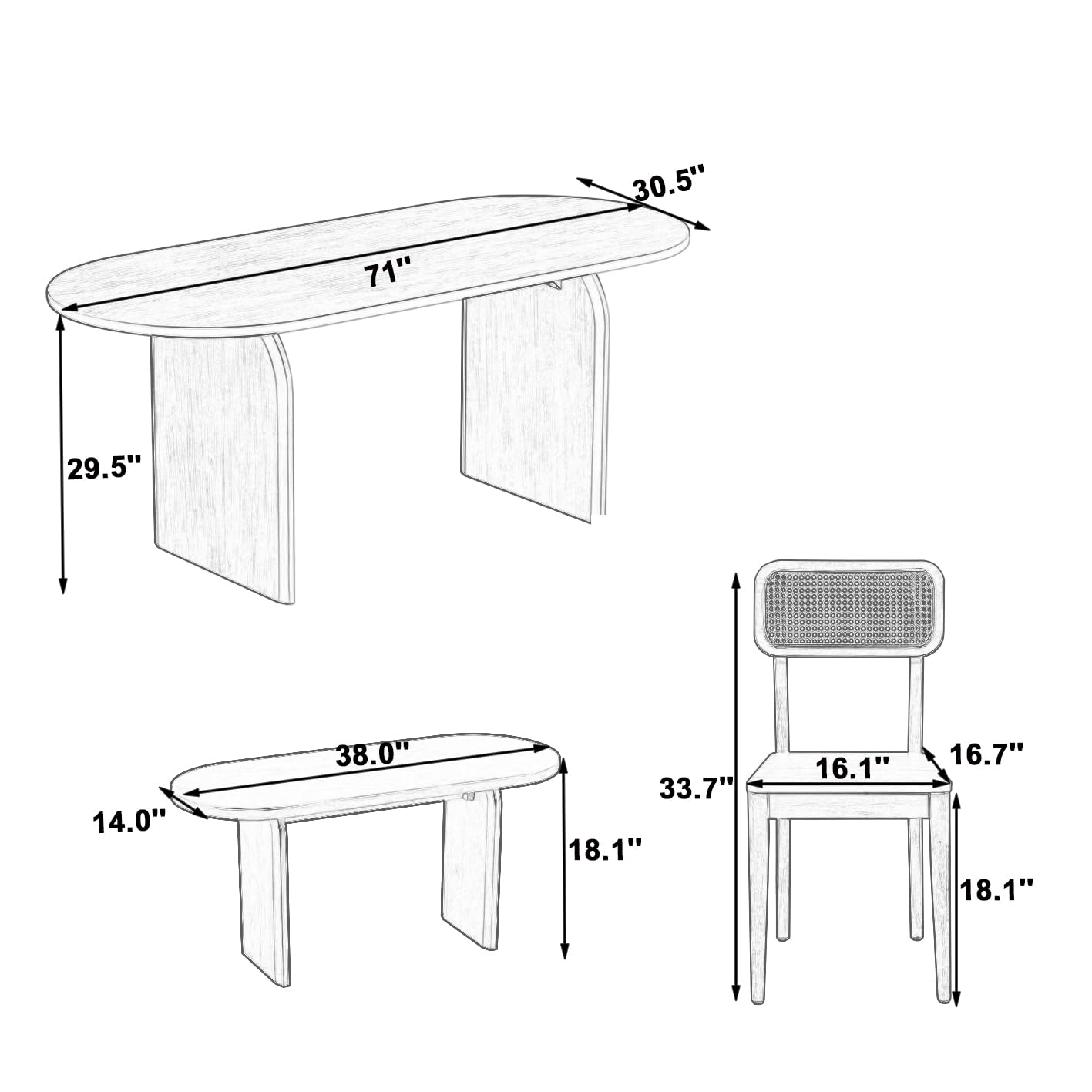Merax 6 Pieces Modern Dining Set for 6