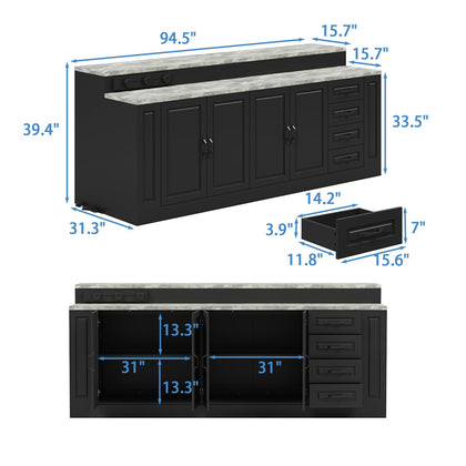 Kitchen Island with Storage & Power Outlet