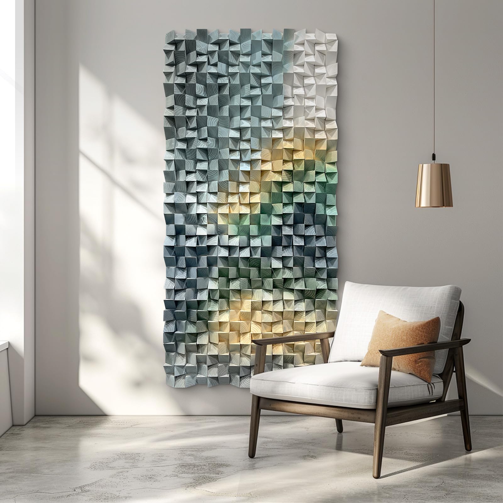 LIUZEYUE Wooden block symphony, modern minimalist wall decoration
