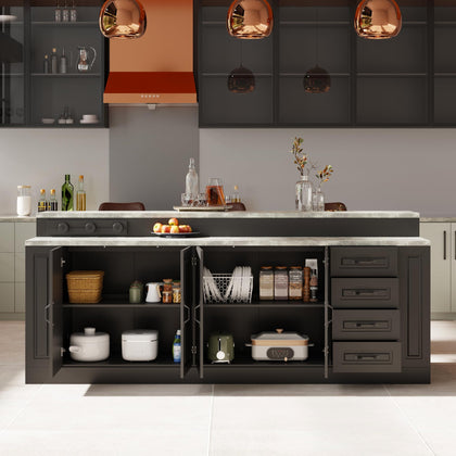 Kitchen Island with Storage & Power Outlet
