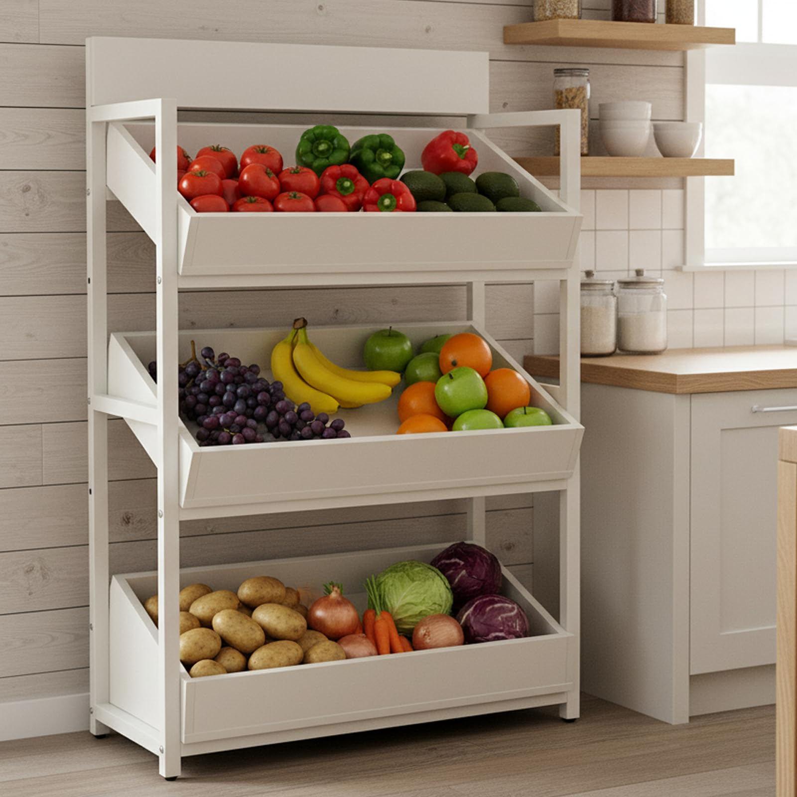 3-Tier Wood Fruit & Vegetable Storage Rack
