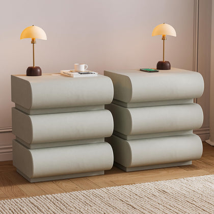 homary Modern Nightstand with 2 Drawers, Tile End Table for Living Room in Gold Finish Square Bedside Table