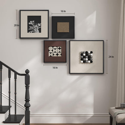 4 Piece Framed 3D Textured Wall Art for Living Room